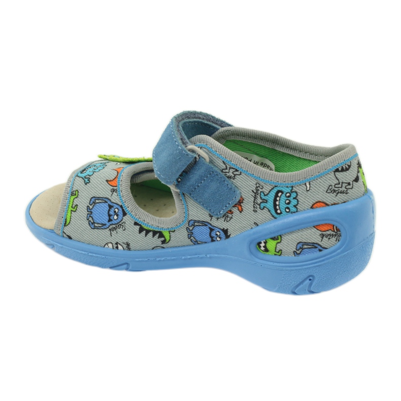 Sandali con inserto in pelle Befado 433P blu arancia grigio 2