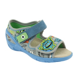 Sandali con inserto in pelle Befado 433P blu arancia grigio 1