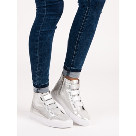 Sneakers argento con elastico grigio 1