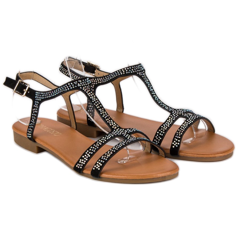 Sandali piatti neri nero 1