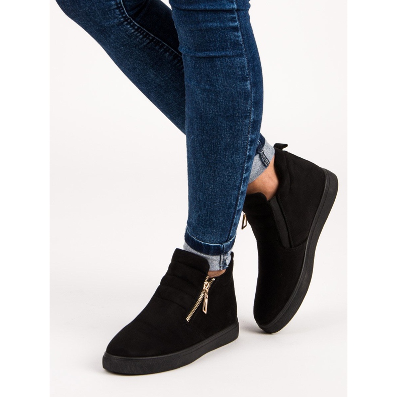 Sneakers slip-on in pelle scamosciata nero 1
