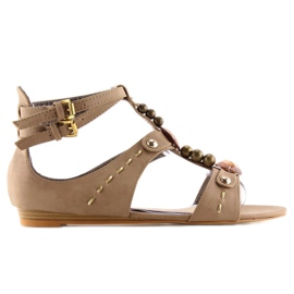 Sandali da donna con pietre kaki ZS3522 cachi 1