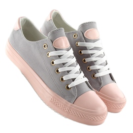 Sneakers su gomma colorata W-3051 Grigio/Rosa 1
