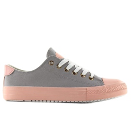 Sneakers su gomma colorata W-3051 Grigio/Rosa 2