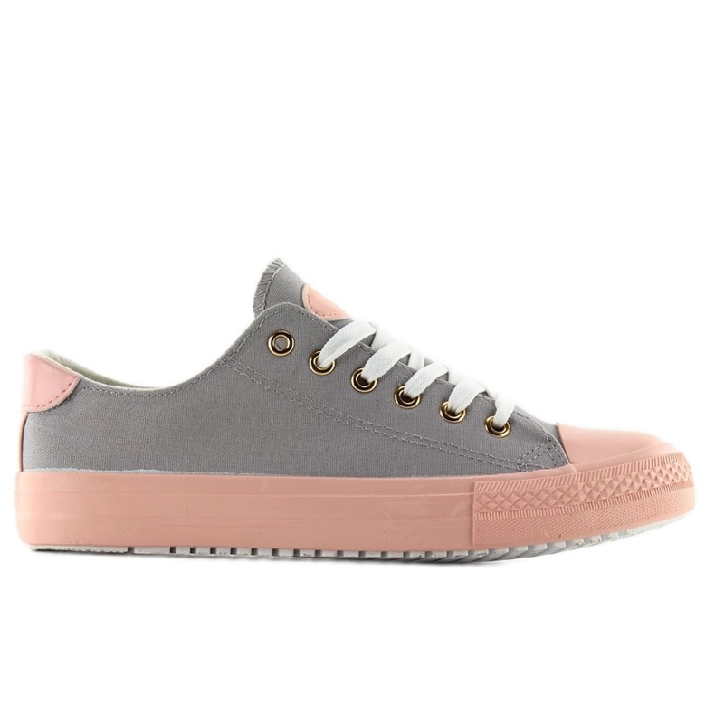 Sneakers su gomma colorata W-3051 Grigio/Rosa 2