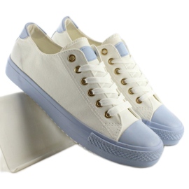 Sneakers su gomma colorata W-3051 Blu bianca 5