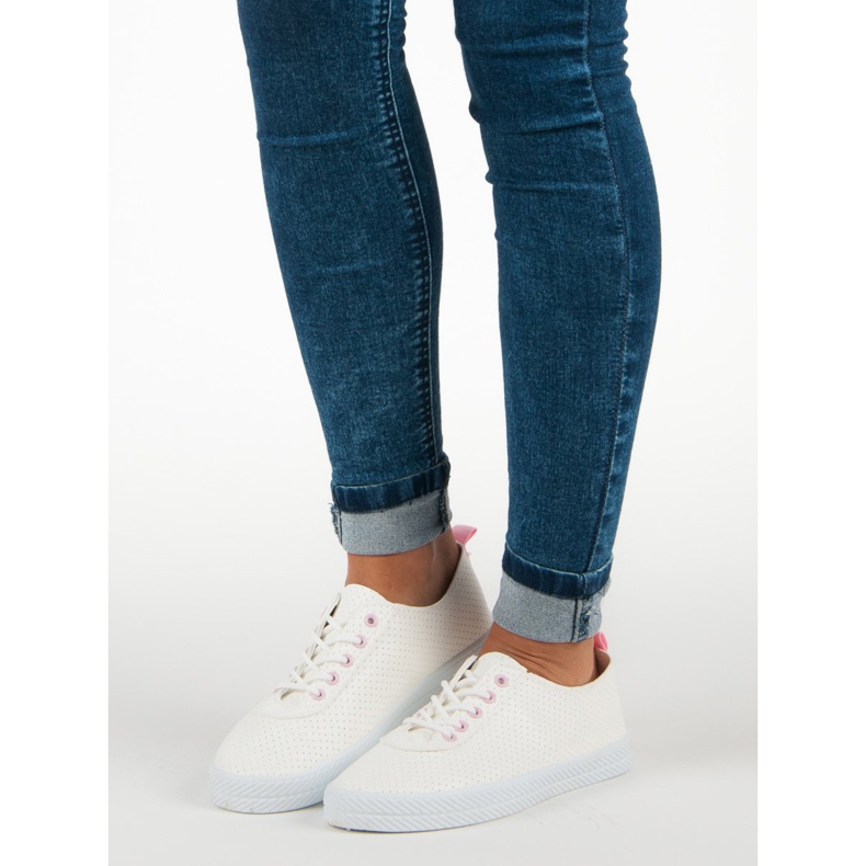 Kylie Sneakers annodate traforate bianco 1