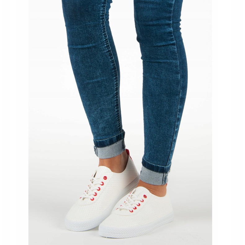 Kylie Sneakers annodate traforate bianca 1