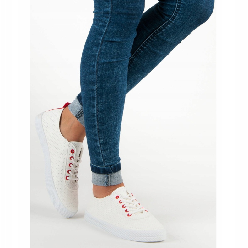 Kylie Sneakers annodate traforate bianco 2