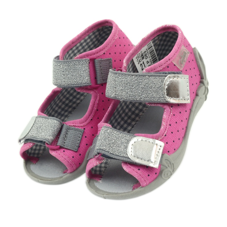 Befado 242p083 sandali rosa con pois nero grigio 4