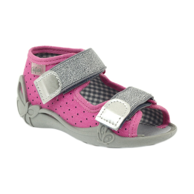 Befado 242p083 sandali rosa con pois nero grigio 1