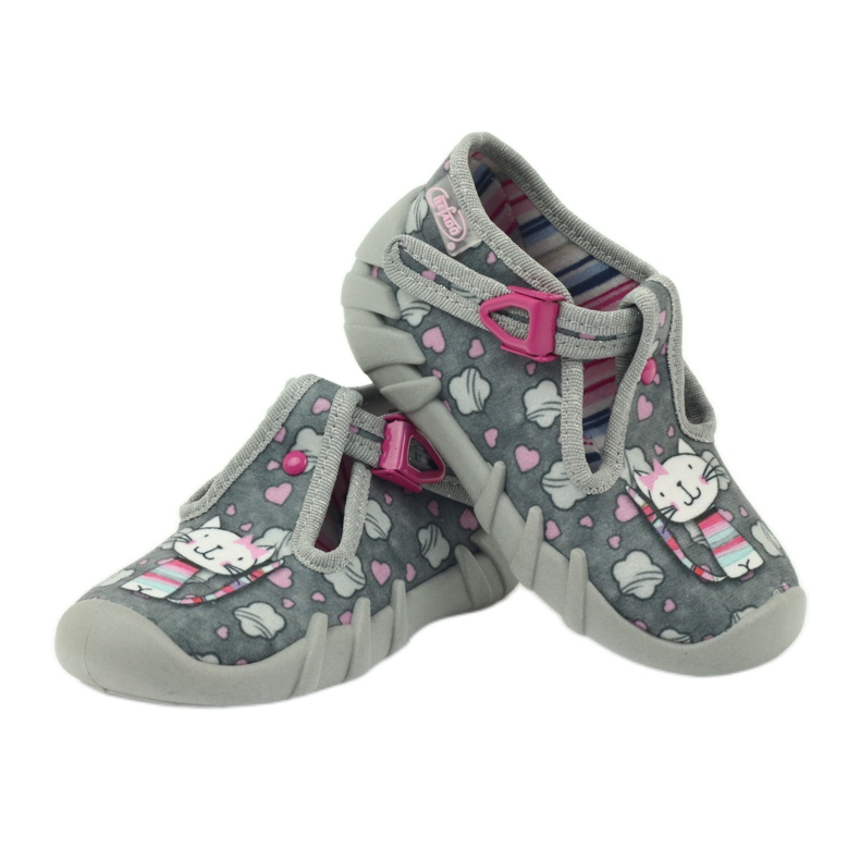 Ciabattine Gattino Befado 110p326 bianca grigio rosa 3