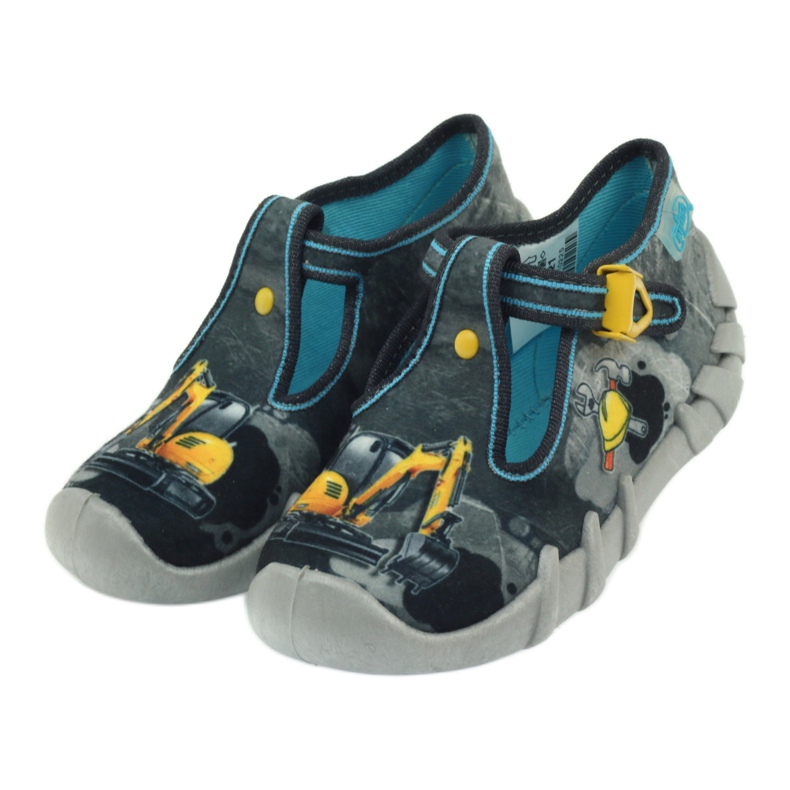 Scarpe per bambini Befado 110p321 pantofole nero blu grigio giallo 4