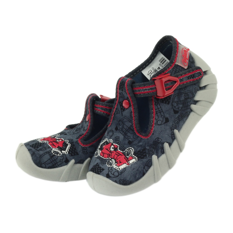 Scarpe per bambini Befado 110p324 pantofole nero grigio rosso 4