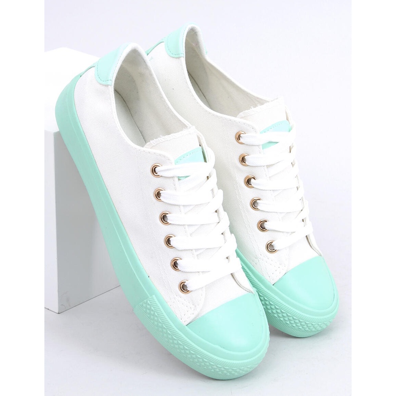 Sneakers su gomma colorata W-3051 Green bianca 1