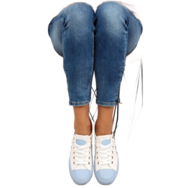 Sneakers su gomma colorata W-3051 Blu bianca 1