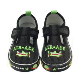 Sneakers da bambino con velcro nere American Club 207/2018 bianco nero verde 4