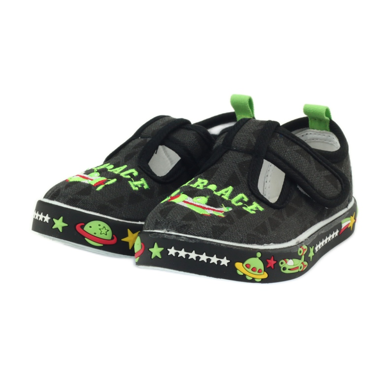 Sneakers da bambino con velcro nere American Club 207/2018 bianco nero verde 3