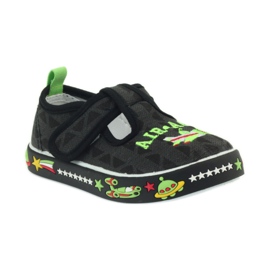 Sneakers da bambino con velcro nere American Club 207/2018 bianco nero verde 1