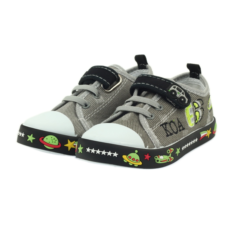 American Club Scarpe da ginnastica americane per bambini sottopiede in pelle bianco nero grigio 3
