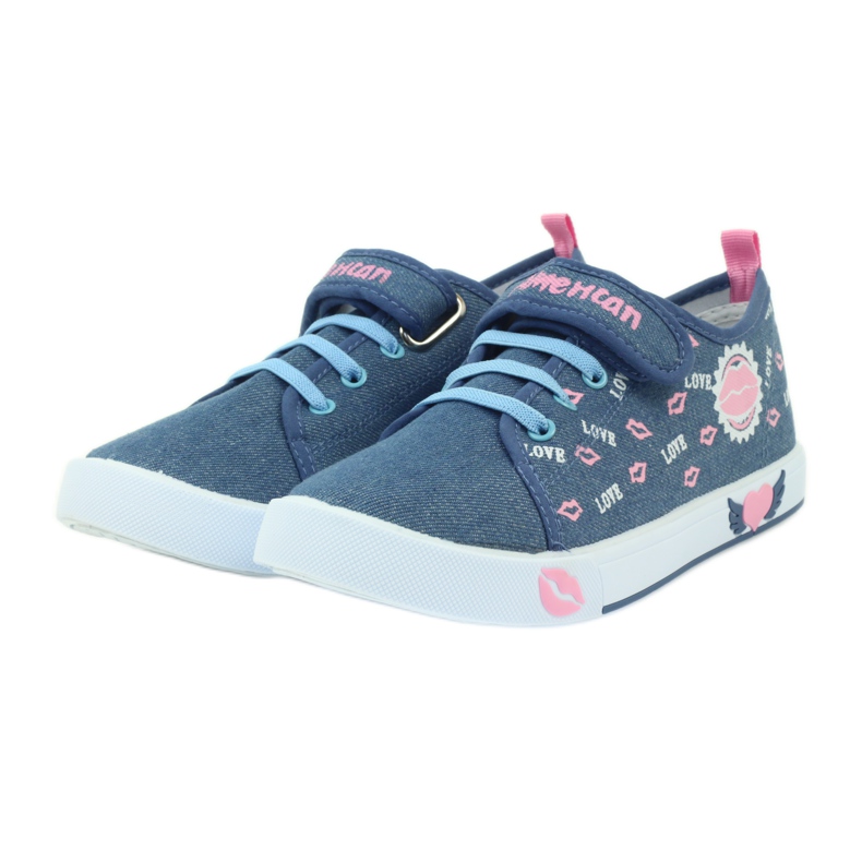 American Club Sneakers americane labbra rosa blu navy 3