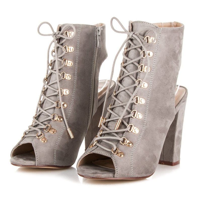 Seastar Stivaletti open toe in camoscio grigio 1