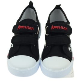 American Club Scarpe da bambino sneakers con la bandiera americana Velcro nero bianco grigio rosso 4