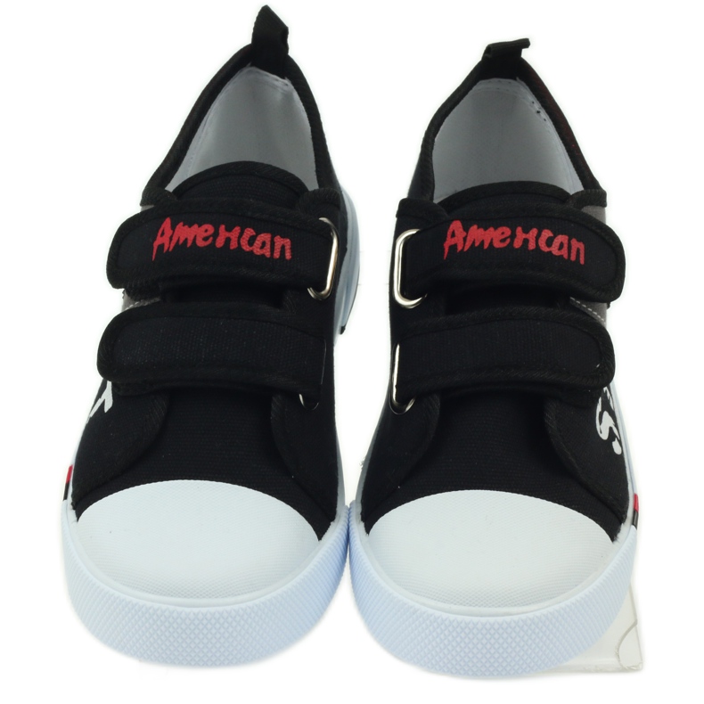 American Club Scarpe da bambino sneakers con la bandiera americana Velcro nero bianco grigio rosso 4