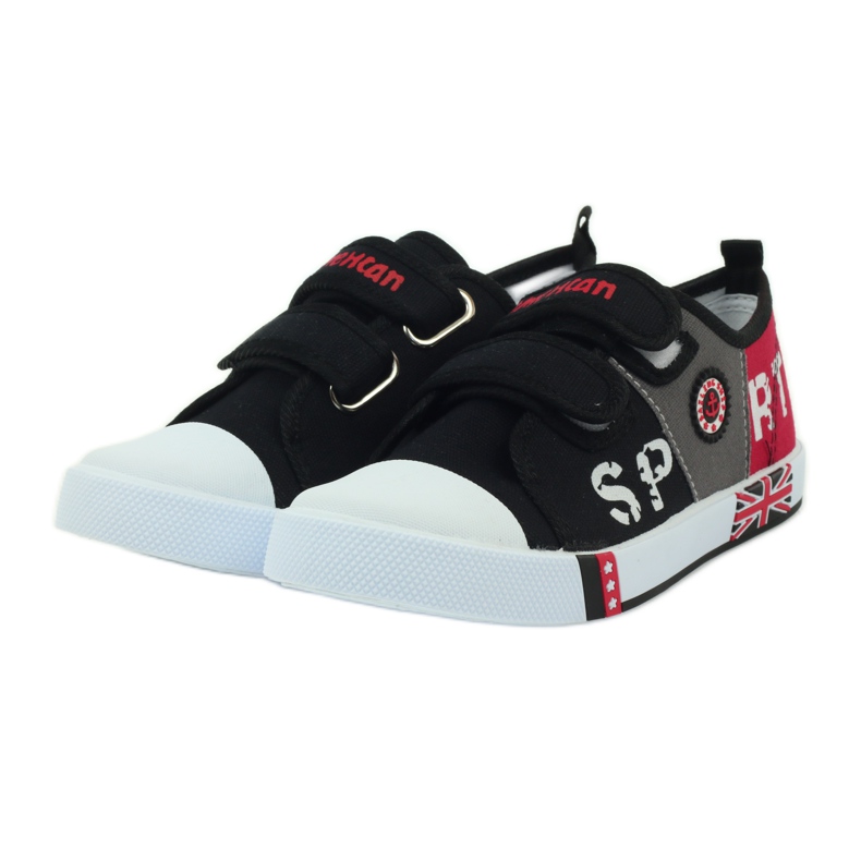 American Club Scarpe da bambino sneakers con la bandiera americana Velcro nero bianco grigio rosso 3