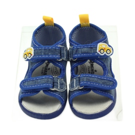 American Club Sandali americani scarpe per bambini sottopiede in pelle blu giallo 4