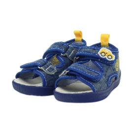 American Club Sandali americani scarpe per bambini sottopiede in pelle blu giallo 3