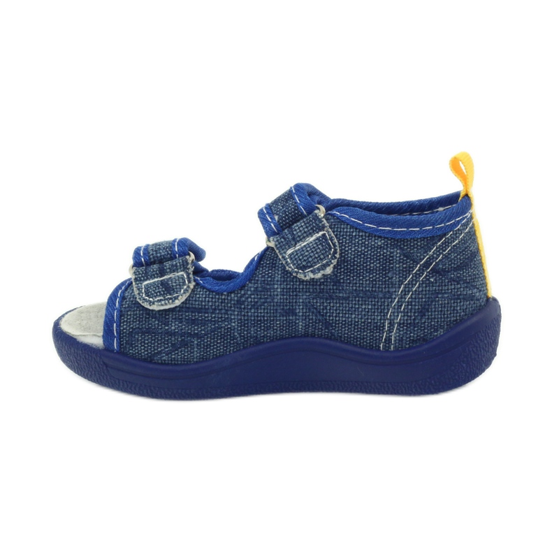 American Club Sandali americani scarpe per bambini sottopiede in pelle blu giallo 2