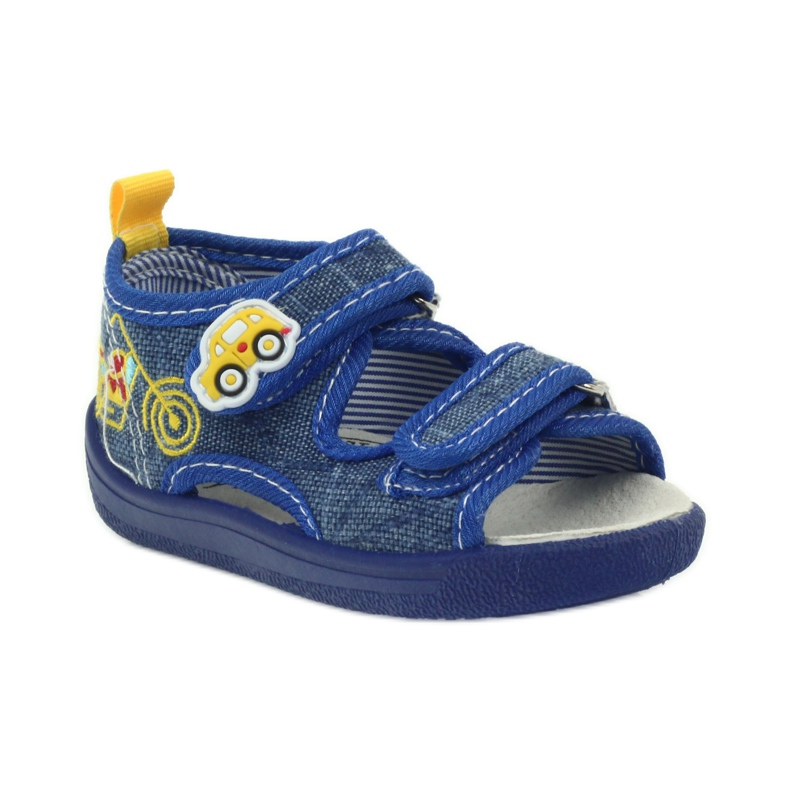 American Club Sandali americani scarpe per bambini sottopiede in pelle blu giallo 1