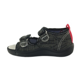 American Club Sandali americani scarpe per bambini sottopiede in pelle nero grigio rosso 2