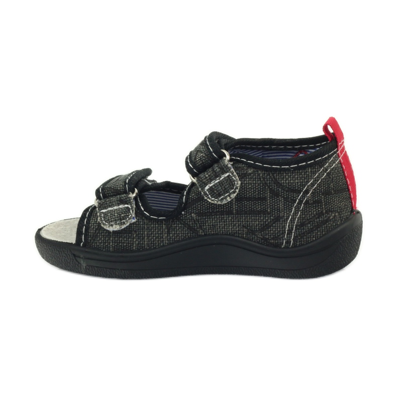 American Club Sandali americani scarpe per bambini sottopiede in pelle nero grigio rosso 2