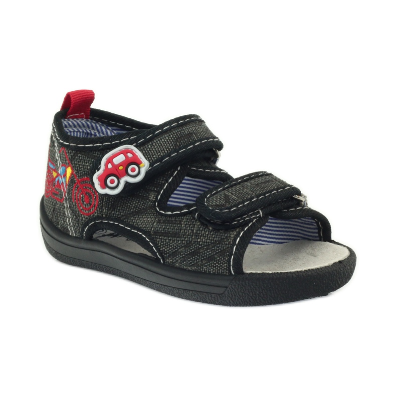 American Club Sandali americani scarpe per bambini sottopiede in pelle nero grigio rosso 1