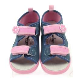 American Club Sandali americani scarpe per bambini sottopiede in pelle blu rosa 4