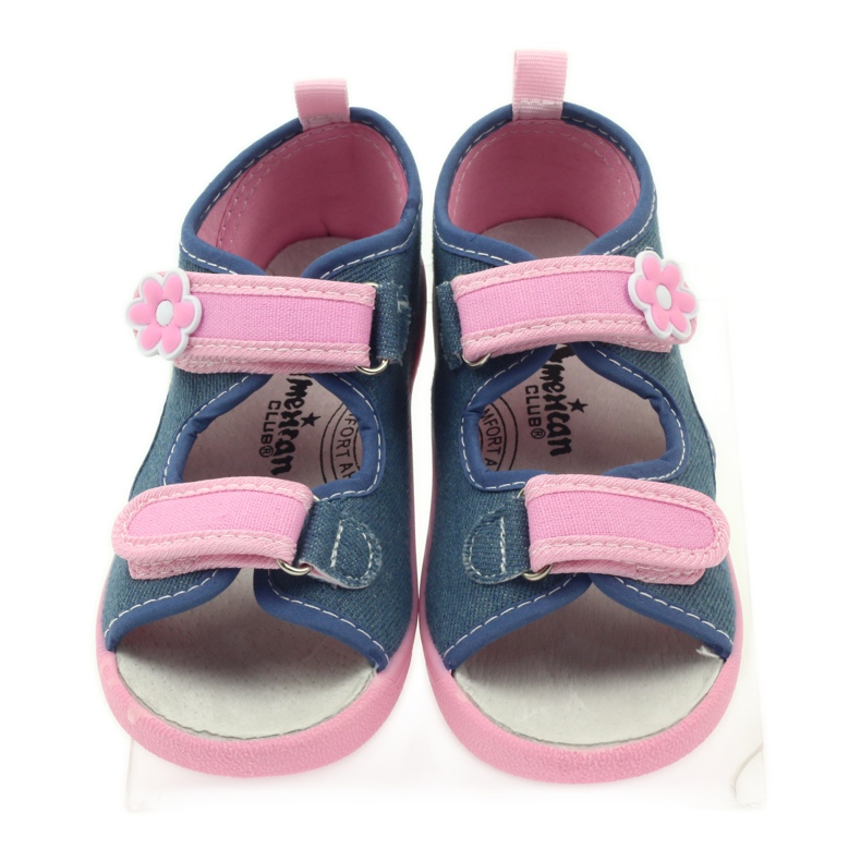 American Club Sandali americani scarpe per bambini sottopiede in pelle blu rosa 4
