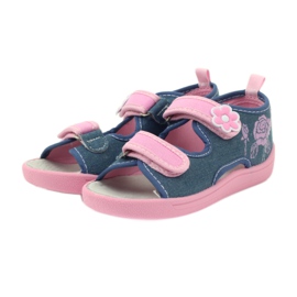 American Club Sandali americani scarpe per bambini sottopiede in pelle blu rosa 3