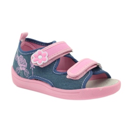 American Club Sandali americani scarpe per bambini sottopiede in pelle blu rosa 1