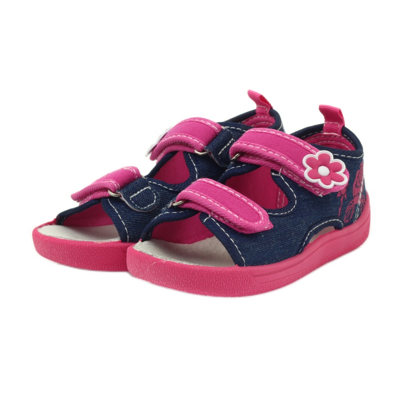 American Club Sandali americani scarpe per bambini sottopiede in pelle rosa blu navy 3