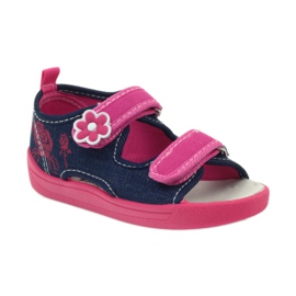 American Club Sandali americani scarpe per bambini sottopiede in pelle rosa blu navy 1