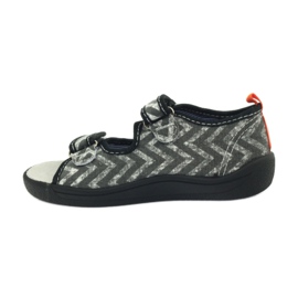 American Club Sandali americani scarpe per bambini sottopiede in pelle nero arancia grigio 2