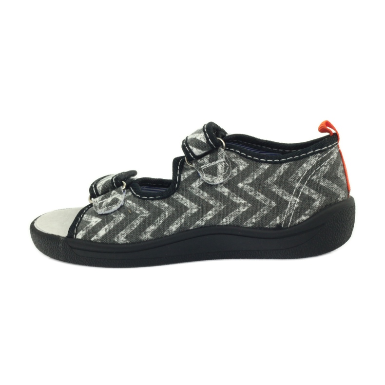 American Club Sandali americani scarpe per bambini sottopiede in pelle nero arancia grigio 2