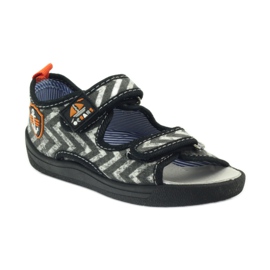 American Club Sandali americani scarpe per bambini sottopiede in pelle nero arancia grigio 1