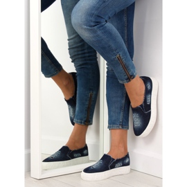 Suola in denim slip-on con scritte Z-4 ​​Navy blu navy 1