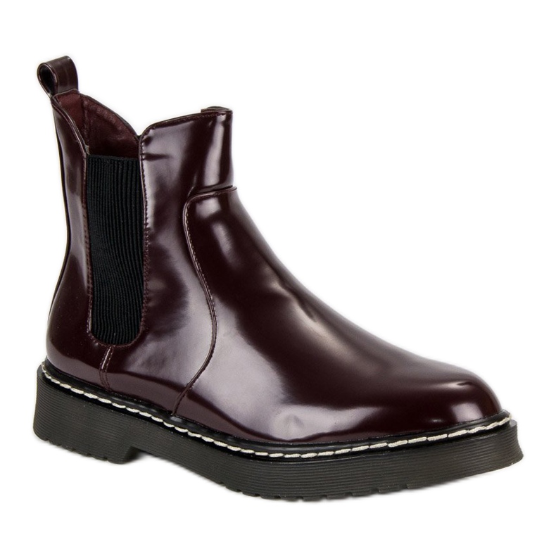 Small Swan Stivaletti Chelsea laccati rosso 1