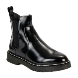 Small Swan Stivaletti Chelsea laccati nero 1
