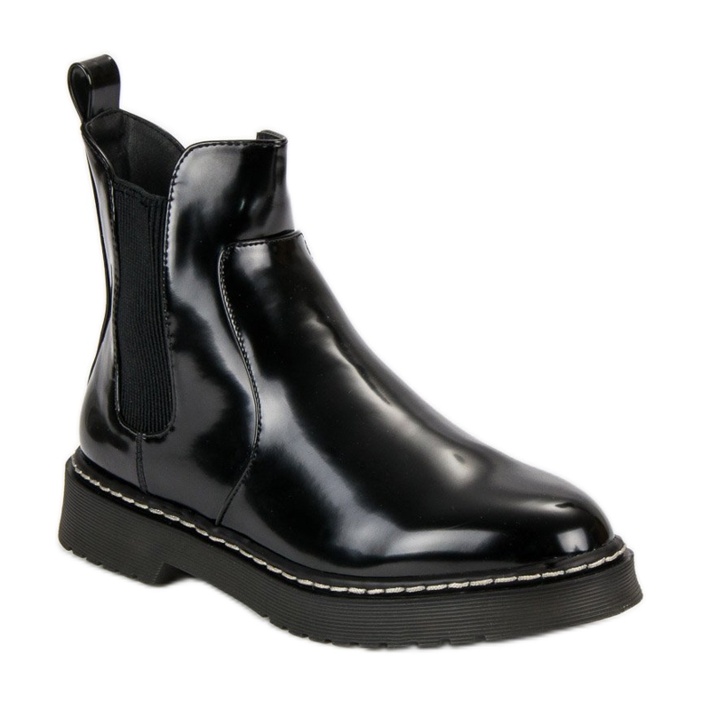 Small Swan Stivaletti Chelsea laccati nero 1