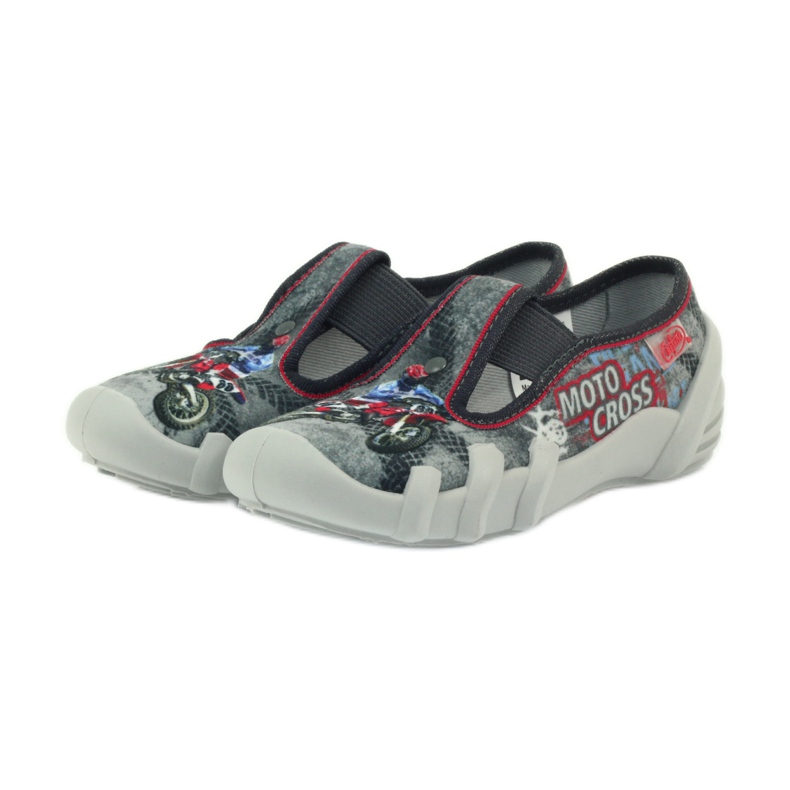 Befado scarpe per bambini pantofole 290x166 grigio rosso 3